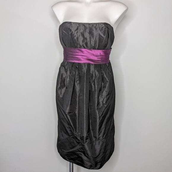 ✨3/$15 Lavender Label Vera Wang black purple strapless bridesmaid dress 12 - Picture 2 of 9